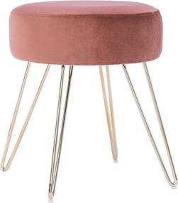 img 4 attached to 👑 Apicizon Velvet Vanity Stool Ottoman: Mid-Century Modern Pink Footrest with Golden Metal Legs - Ideal for Bedroom and Living Room Decor