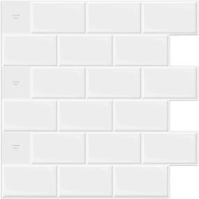 img 4 attached to 🔥 LONGKING 12x12 Peel and Stick Kitchen Backsplash, Self-Adhesive Vinyl Subway Tiles, Faux Limestone Tiles, 10-Pack: Enhance your kitchen with these versatile and easy-to-install backsplash tiles