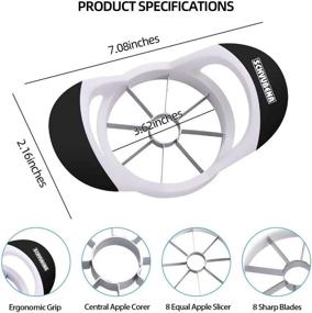 img 3 attached to 🍏 SCHVUBENR 3.5 Inch Apple Slicer - Professional Stainless Steel Corer and Cutter - Super Sharp 8-Blade Apple Slicer Tool (Black)