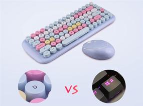 img 3 attached to 🎀 TzBBL KBD Mini Wireless Keyboard Mouse Set: Round Keycap, Multi-Colour, Cute & Lovely for Girls (Blue-Pink) – Find Yours Now!