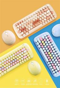 img 1 attached to 🎀 TzBBL KBD Mini Wireless Keyboard Mouse Set: Round Keycap, Multi-Colour, Cute & Lovely for Girls (Blue-Pink) – Find Yours Now!