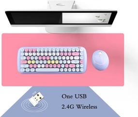 img 2 attached to 🎀 TzBBL KBD Mini Wireless Keyboard Mouse Set: Round Keycap, Multi-Colour, Cute & Lovely for Girls (Blue-Pink) – Find Yours Now!