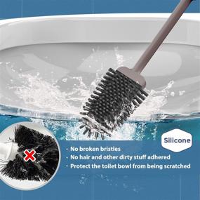 img 3 attached to Efficient Cleaning with Holikme Silicone Toilet Brush Set in Dark Brown