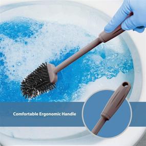 img 1 attached to Efficient Cleaning with Holikme Silicone Toilet Brush Set in Dark Brown