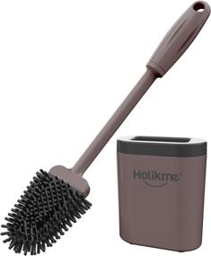 img 4 attached to Efficient Cleaning with Holikme Silicone Toilet Brush Set in Dark Brown