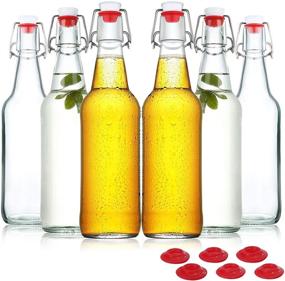 img 4 attached to 🍺 YEBODA Clear Glass Beer Bottles - Perfect for Home Brewing with Easy Swing Cap & Silicone Seal, 16 oz (Case of 6)