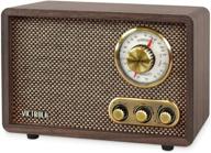 📻 retro wood bluetooth fm/am radio with rotary dial - espresso victrola logo
