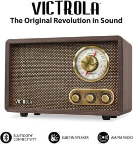 img 2 attached to 📻 Retro Wood Bluetooth FM/AM Radio with Rotary Dial - Espresso Victrola