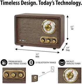 img 1 attached to 📻 Retro Wood Bluetooth FM/AM Radio with Rotary Dial - Espresso Victrola