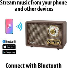 img 3 attached to 📻 Retro Wood Bluetooth FM/AM Radio with Rotary Dial - Espresso Victrola