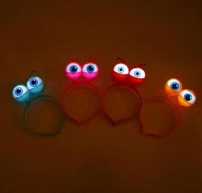 img 2 attached to 👽 Set of 4 LED Light Up Headbands: Glowing Alien Hairband Boppers Hair Hoop for Christmas and Halloween Gift