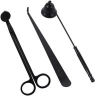 harapu 3 in 1 candle accessory set: wick trimmer, snuffer, dipper - prevent flickering & black smoke - black logo