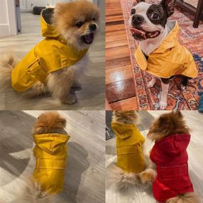 img 3 attached to Waterproof Dog Raincoats with Harness Hole - Hooded Puppy Rain Jacket Slicker Rainwear 🐶 Poncho - Lined, Breathable, and Stylish Pet Coat Clothes for Small Breed Dogs and Puppies