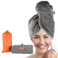 👩 youlertex microfiber hair towel for women - super absorbent quick dry hair towel for drying curly, long & thick hair (gray) - won't fall off logo