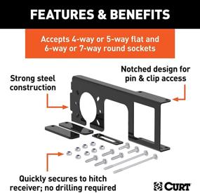 img 2 attached to 🚗 CURT 58000 легкое крепление кронштейна для подключения проводки прицепа для 2-дюймовых приемников, 4 или 5-полюсные плоские, 6 или 7-полюсные круглые соединители