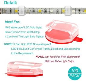 img 2 attached to 🔌 Self-Adhesive LED Strip Light Mounting Clips - Holders and Hooks for 8mm, 10mm, 12mm Strips. Pack of 100 Brackets for Strip Light Fixation and USB Cable Wire Organization.