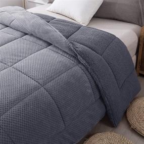 img 2 attached to 🛏️ KASENTEX Luxury Plush Sherpa Comforter - Goose Down Alternative Fill, Excalibur Grey, King Size - Machine Washable Bedding for Cozy Reversible Comfort