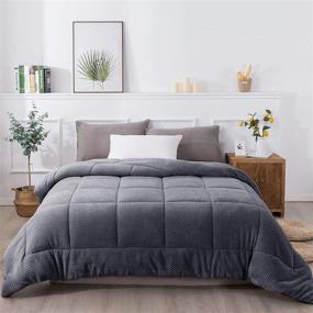 img 3 attached to 🛏️ KASENTEX Luxury Plush Sherpa Comforter - Goose Down Alternative Fill, Excalibur Grey, King Size - Machine Washable Bedding for Cozy Reversible Comfort