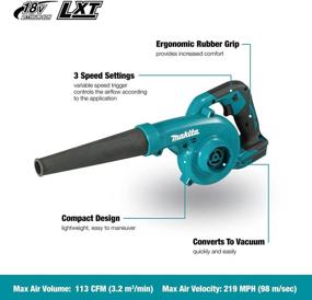 img 3 attached to Makita DUB185Z 18V LXT Li-Ion Battery Powered Cordless Handheld Leaf Blower: Efficient Leaf Blowing Solution