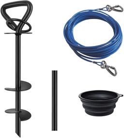 img 4 attached to 🐶 Peolewey Dog Tie Out Cable and Stake - Dog Leash and Stake for Yard, Beach, Lawn - Heavy Duty Dog Anchor for Medium to Large Dogs - Sturdy Tie Out Stake Holds 2 Large Dogs