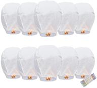 🏮 10 pack chinese lanterns: biodegradable sky lanterns for memorable wishes, flame retardant paper with marker pens - perfect for birthday, wedding, new year party, or anniversary celebrations logo