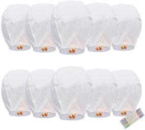 img 4 attached to 🏮 10 Pack Chinese Lanterns: Biodegradable Sky Lanterns for Memorable Wishes, Flame Retardant Paper with Marker Pens - Perfect for Birthday, Wedding, New Year Party, or Anniversary Celebrations