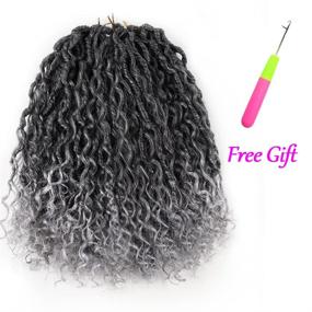 img 2 attached to Get Stunning Goddess Curly Locs with New 14 Inch Bohemia Locs Crochet Hair: 6 Packs of Boho Hippie Locs, Small Curls, River Locs Synthetic Braids Hair Extensions for Black Women (T1B/Gray)