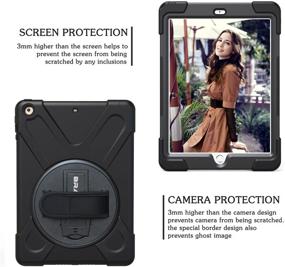 img 1 attached to 💪 BRAECN iPad Air Shockproof Case: Full-Body Rugged Protective Case with 360° Swivel Kickstand/Hand Strap/Shoulder Strap for Apple iPad Air 1st Gen 9.7 inch (Black) - Ultimate Protection and Functionality