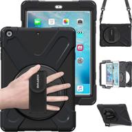 💪 braecn ipad air shockproof case: full-body rugged protective case with 360° swivel kickstand/hand strap/shoulder strap for apple ipad air 1st gen 9.7 inch (black) - ultimate protection and functionality logo