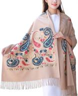 🧣 large shawl scarf with embroidered pattern and tassel for women logo