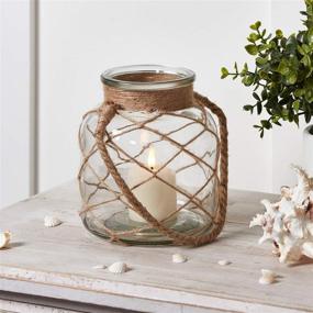 img 1 attached to 🏖️ Coastal Glass Jar Lantern with Rope Handle and TruGlow Ivory LED Battery Operated Flameless Votive Candle by Lights4fun for Indoor Use