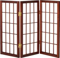 🖥️ 2 ft. tall desktop shoji screen with window pane design - walnut finish - 3 panels логотип