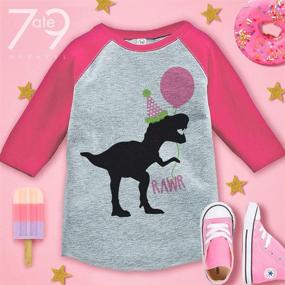 img 2 attached to Girls Dinosaur Birthday Pink Baseball Tee by 7 Ate 9 Apparel