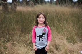 img 3 attached to Girls Dinosaur Birthday Pink Baseball Tee by 7 Ate 9 Apparel