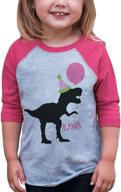 girls dinosaur birthday pink baseball tee by 7 ate 9 apparel logo