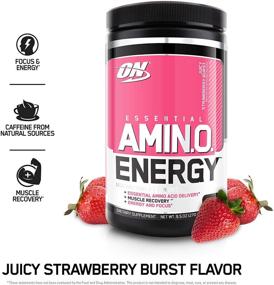 img 3 attached to 🍓 Optimum Nutrition Amino Energy: Powerful Pre Workout with Green Tea, BCAA, Amino Acids, Keto Friendly, Green Coffee Extract - Juicy Strawberry Burst, 30 Servings