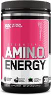 🍓 optimum nutrition amino energy: powerful pre workout with green tea, bcaa, amino acids, keto friendly, green coffee extract - juicy strawberry burst, 30 servings logo