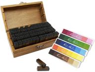 🔠 vintage wooden alphabet stamp set - mini 70pcs rubber letter stamps with 5 gradient ink pads in 30 colors for finger painting diy crafts & ideal gift logo