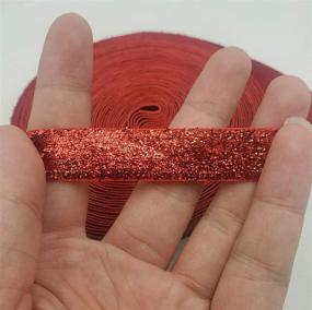 img 1 attached to 10 Sparkling Glitter Velvet Ribbons for Wedding, DIY Crafting, Metallic Glitter Strips Bow Decoration in Red - 5/8 inch