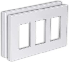 img 4 attached to 🔌 [2 Pack] BESTTEN 3-Gang Screwless Wall Plate, USWP6 Snow White Series, Decorator Outlet Cover, 4.69” Height x 6.54” Width, Polycarbonate Thermoplastic