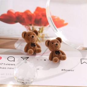 img 2 attached to 🐻 Fashionable Cute Flocking Bow Bear Stud Earrings for Women and Girls - Animal-inspired Dainty Danglers!