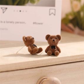 img 3 attached to 🐻 Fashionable Cute Flocking Bow Bear Stud Earrings for Women and Girls - Animal-inspired Dainty Danglers!