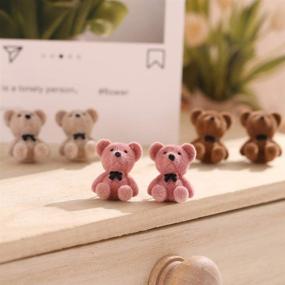 img 1 attached to 🐻 Fashionable Cute Flocking Bow Bear Stud Earrings for Women and Girls - Animal-inspired Dainty Danglers!