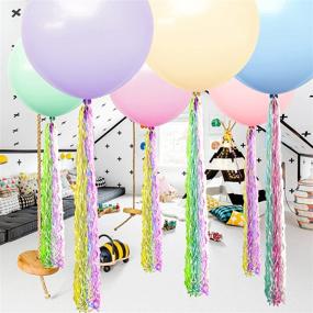 img 1 attached to Magical Pastel Party Decorations: ArcHome Unicorn Balloons & Tassel Set (6PCS, 36 Inch) - Perfect for Girls' Unicorn Birthday Bash!