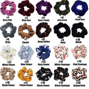 img 3 attached to 20 Pack Soft Velvet and Chiffon Flower Scrunchies: Stylish Hair Accessories for Girls, Teens, and Women