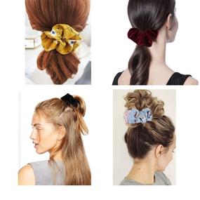 img 2 attached to 20 Pack Soft Velvet and Chiffon Flower Scrunchies: Stylish Hair Accessories for Girls, Teens, and Women