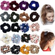 20 pack soft velvet and chiffon flower scrunchies: stylish hair accessories for girls, teens, and women logo