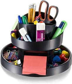 img 3 attached to Recycled Black Officemate Deluxe Rotary Organizer - 16 Compartments (26255)