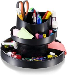 img 2 attached to Recycled Black Officemate Deluxe Rotary Organizer - 16 Compartments (26255)