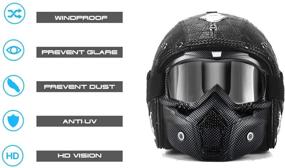 img 2 attached to Detachable Face Mask Motorcycle Helmet Riding Goggles Glasses with Removable, Fog-proof Warm Goggles, Adjustable Non-slip Strap, Vintage Bullet Fight Motocross Design